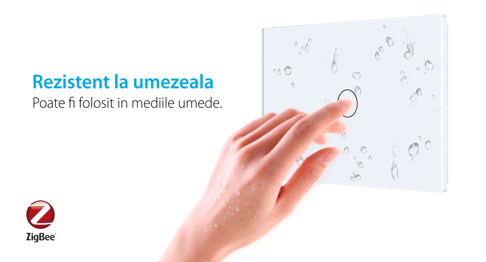 Intrerupator simplu cu touch Livolo din sticla, standard Italian, protocol ZigBee – Serie noua