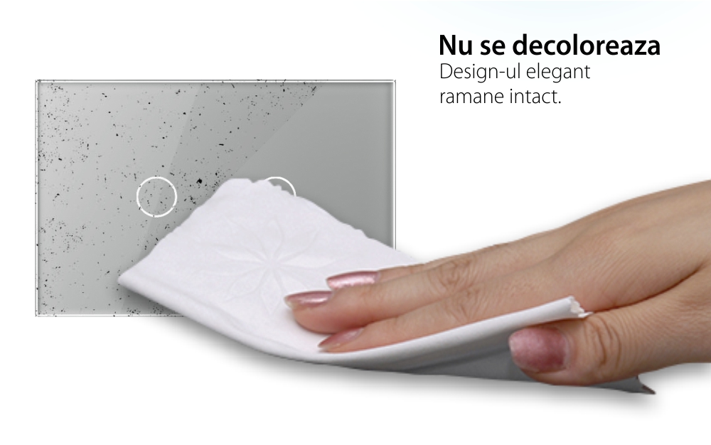 Panou intrerupator dublu cu touch Livolo din sticla, standard Italian – Serie noua