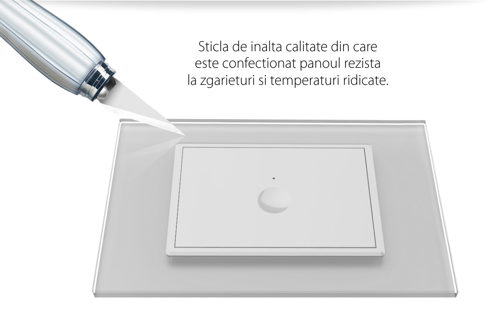 Intrerupator simplu wireless cu touch Livolo cu rama din sticla, standard Italian – Serie noua