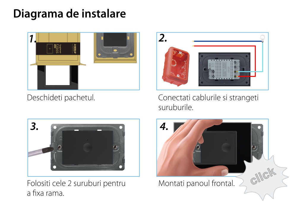 Modul intrerupator simplu cu touch Livolo standard Italian, Serie noua