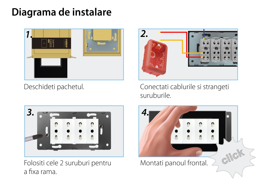 Rama din sticla Livolo 4 module – Serie noua