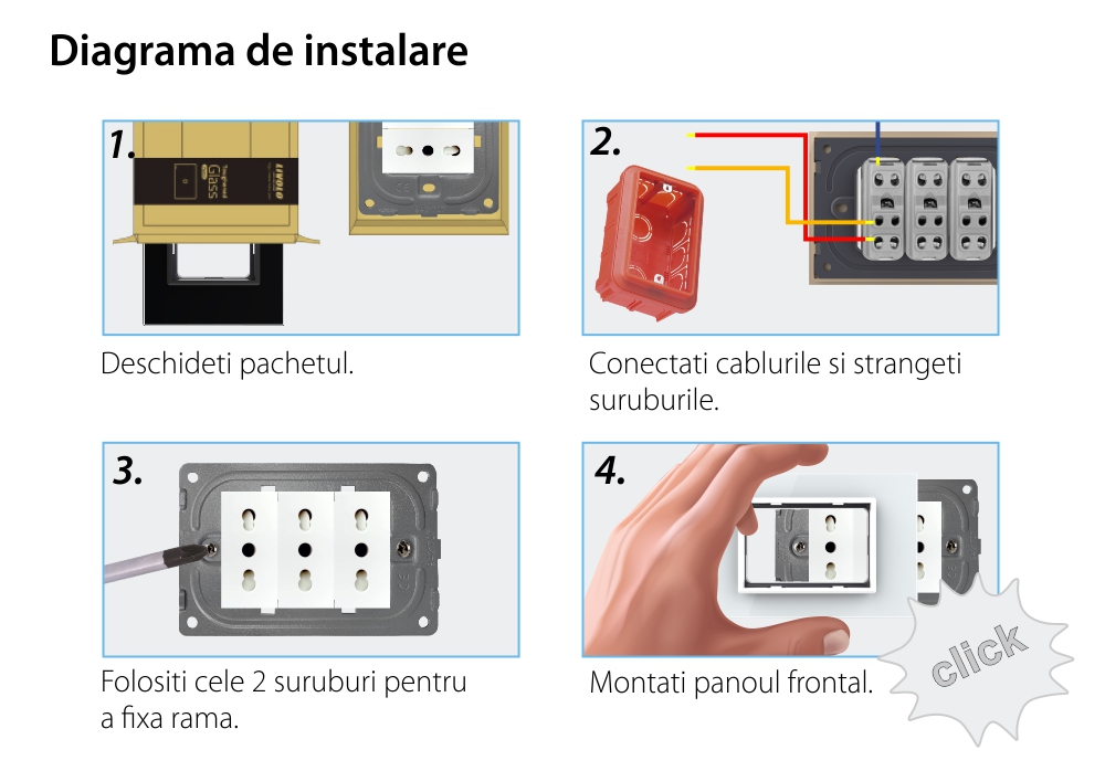 Rama din sticla Livolo standard Italian 3 module – Serie noua