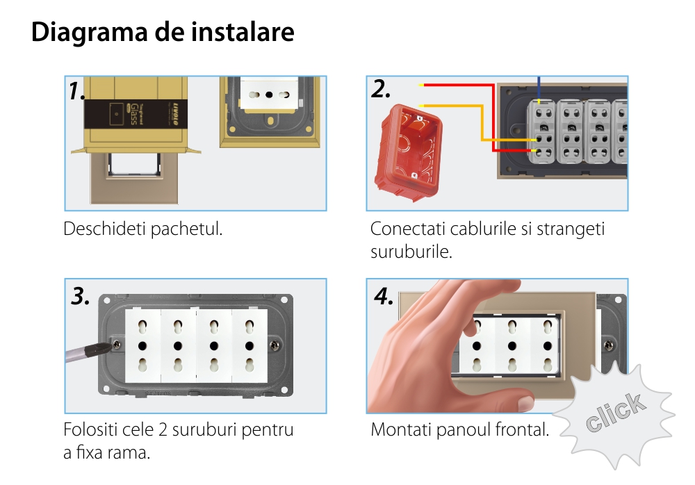 Rama din sticla Livolo standard Italian 4 module – Serie noua