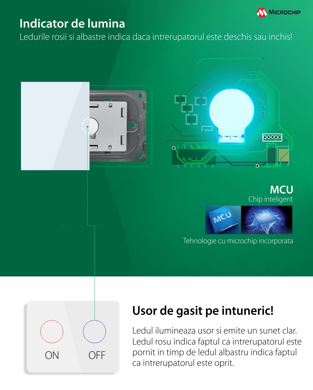 Intrerupator simplu cap scara / cap cruce cu touch Livolo din sticla, standard Italian, protocol ZigBee – Serie noua