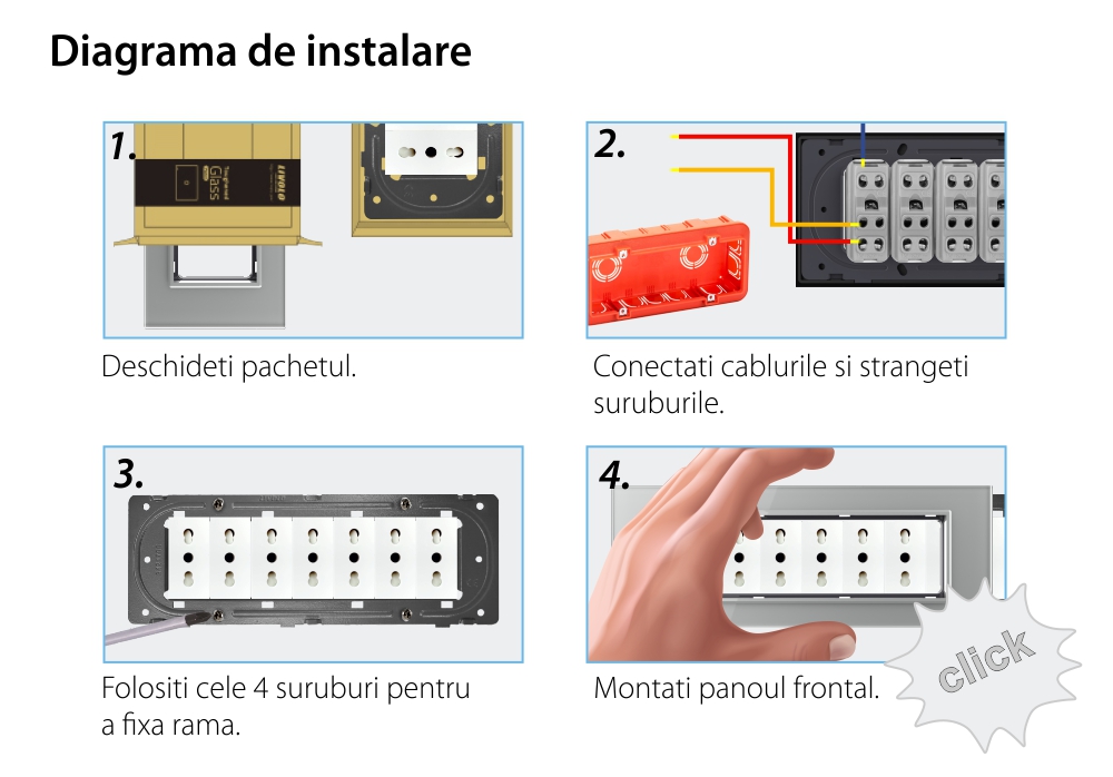 Rama din sticla Livolo standard Italian 6/7 module – Serie noua