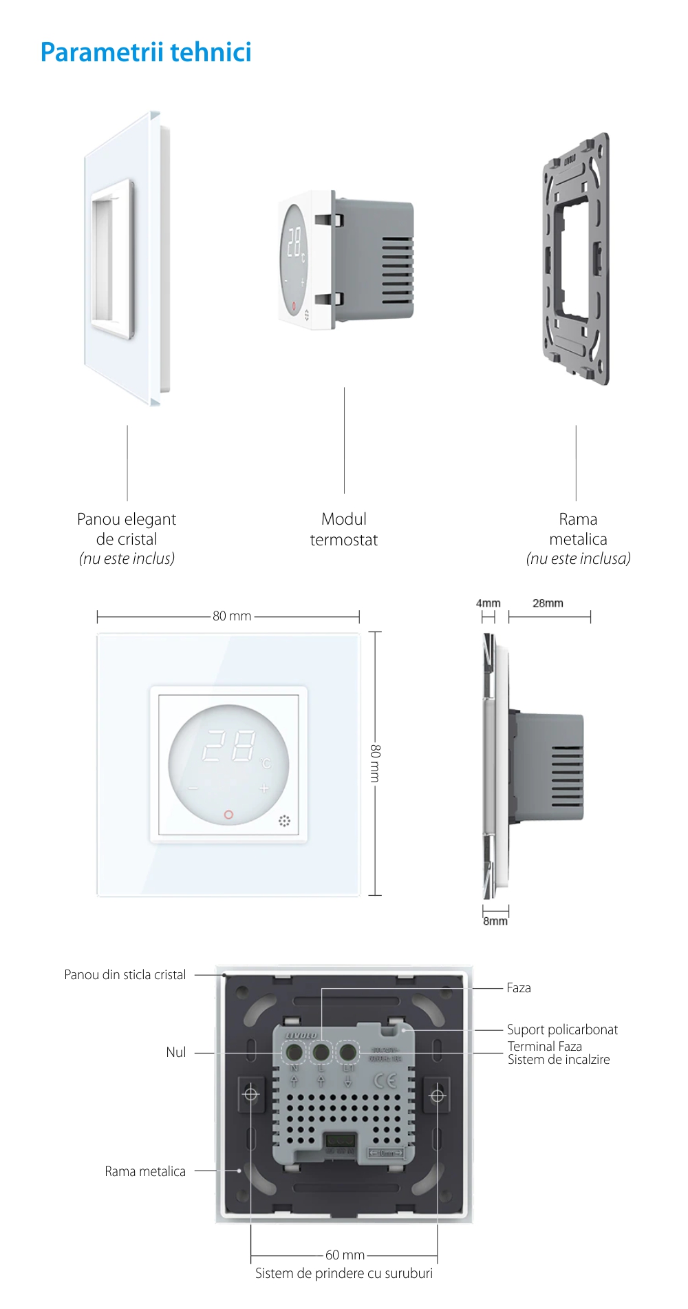 Modul termostat Livolo pentru sisteme de incalzire electrice – Serie noua