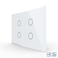 Intrerupator cvadruplu cap scara / cruce wireless cu touch Livolo din sticla, standard Italian – Serie noua