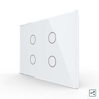 Intrerupator cvadruplu cap scara / cruce cu touch Livolo din sticla, standard Italian – Serie noua