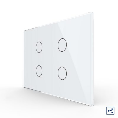 Intrerupator cvadruplu cap scara / cruce cu touch Livolo din sticla, standard Italian – Serie noua