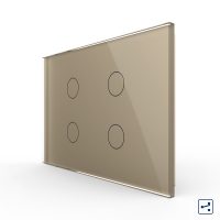 Intrerupator cvadruplu cap scara / cruce cu touch Livolo din sticla, standard Italian – Serie noua culoare aurie