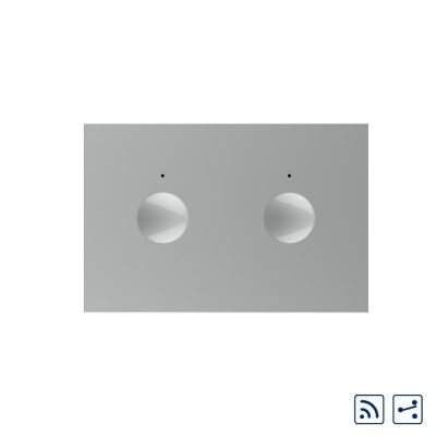 Modul intrerupator dublu cap scara / cruce wireless cu touch Livolo standard Italian, Serie noua culoare gri