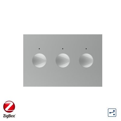 Modul intrerupator triplu cap scara / cap cruce cu touch Livolo, protocol ZigBee, standard Italian, Serie noua culoare gri