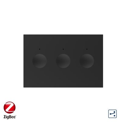 Modul intrerupator triplu cap scara / cap cruce cu touch Livolo, protocol ZigBee, standard Italian, Serie noua culoare neagra