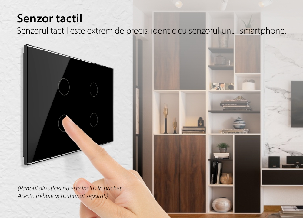 Modul intrerupator cvadruplu cap scara / cruce cu touch Livolo, protocol ZigBee, standard Italian