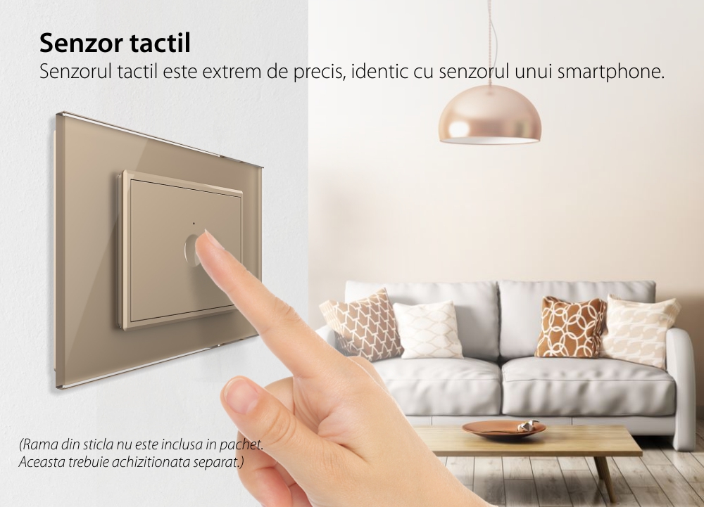 Modul intrerupator simplu cap scara / cruce cu touch Livolo, standard Italian, protocol ZigBee, Serie noua