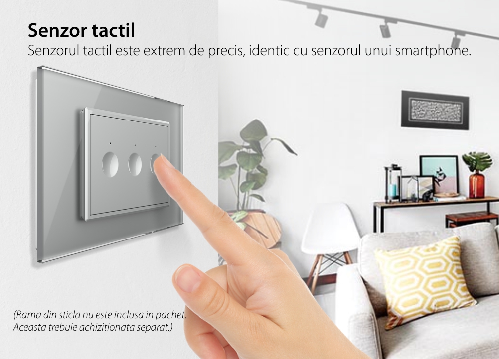 Modul intrerupator triplu cap scara / cap cruce cu touch Livolo, protocol ZigBee, standard Italian, Serie noua