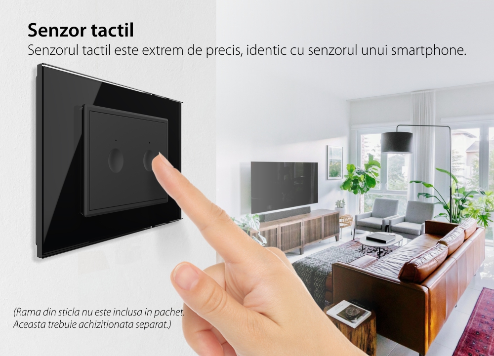 Modul intrerupator cu variator dublu cu touch Livolo standard Italian, protocol ZigBee, Serie noua