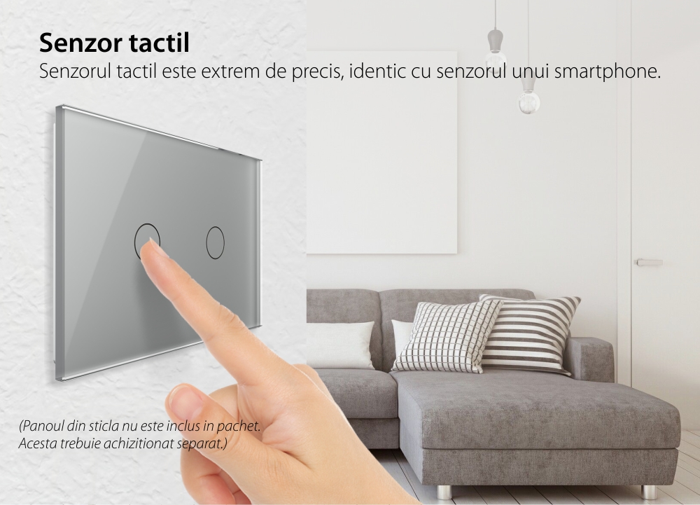 Modul intrerupator dublu cap scara / cruce cu touch Livolo, protocol ZigBee, standard Italian