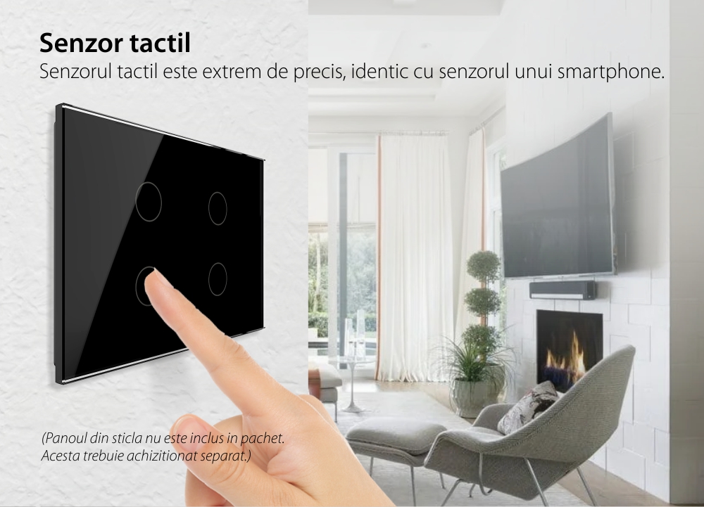 Modul intrerupator cvadruplu cap scara / cruce cu touch Livolo, standard Italian