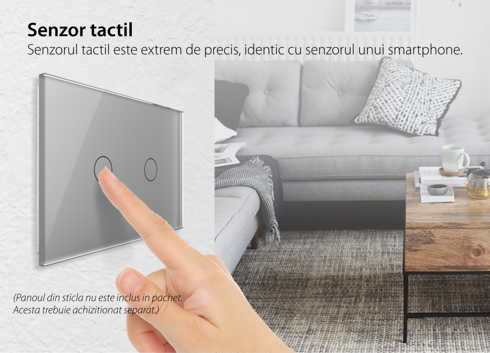 Modul intrerupator dublu cap scara / cruce cu touch Livolo, standard Italian