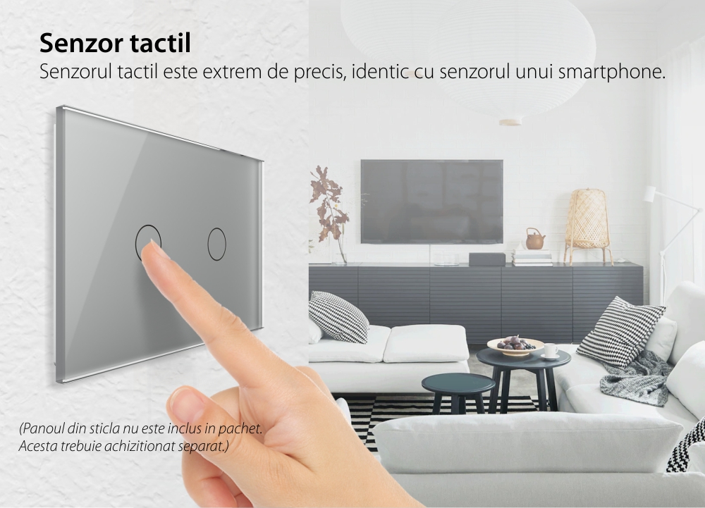 Modul intrerupator dublu cap scara / cruce wireless cu touch Livolo, standard Italian