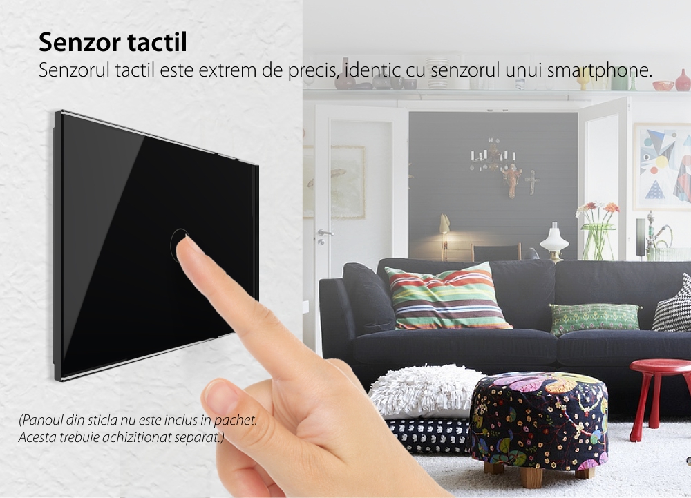 Modul intrerupator simplu cap scara / cruce cu touch Livolo, standard Italian