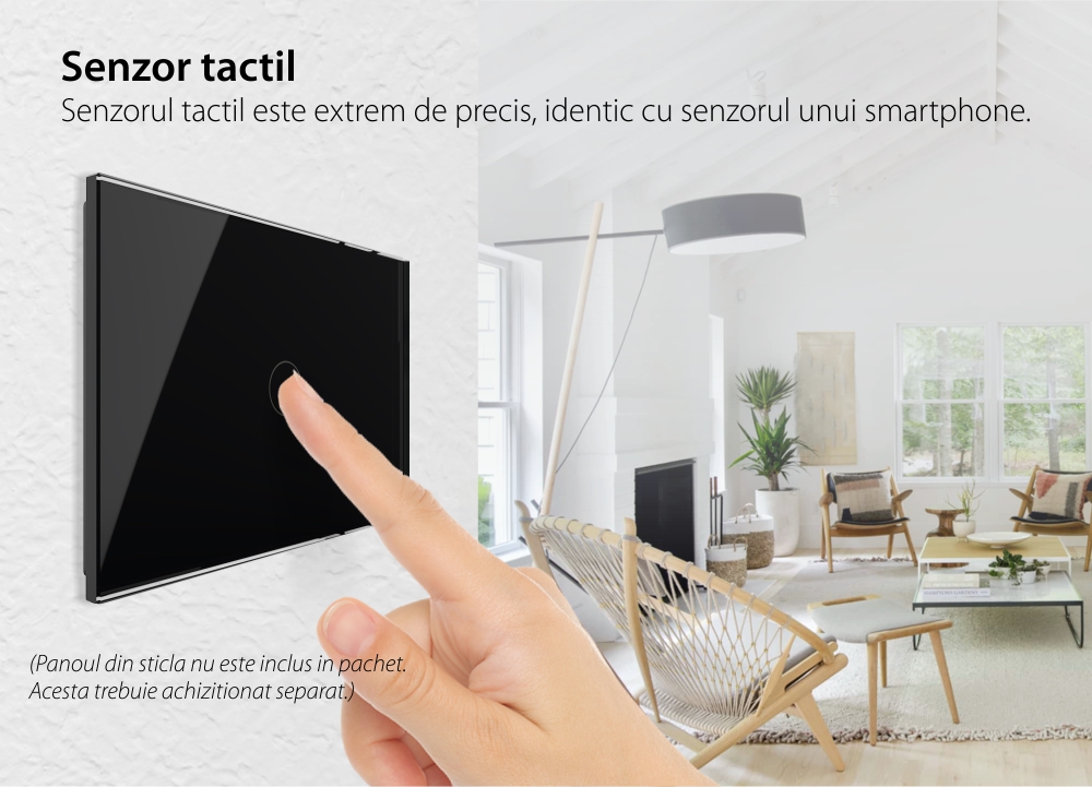 Modul intrerupator simplu cap scara / cruce wireless cu touch Livolo, standard Italian