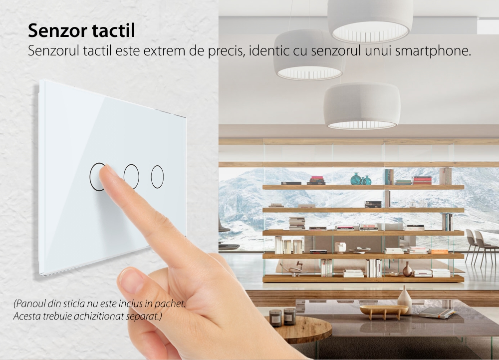 Modul intrerupator triplu cap scara / cruce cu touch Livolo standard Italian