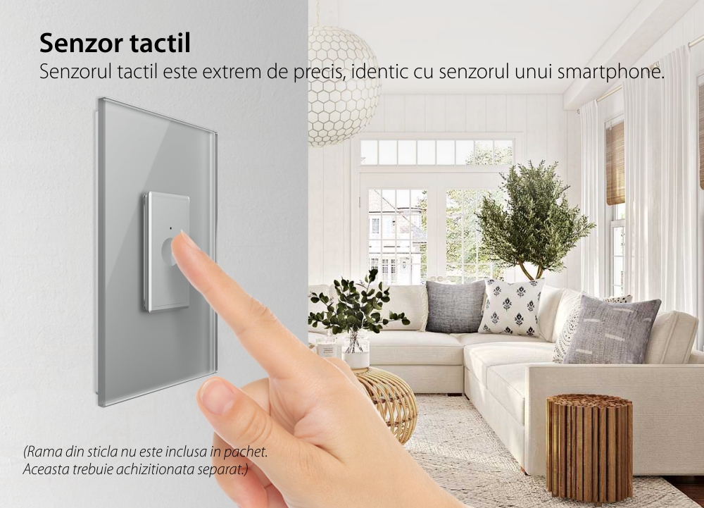 Modul intrerupator simplu cap scara / cruce cu touch Livolo 1M standard Italian, protocol ZigBee, Serie noua