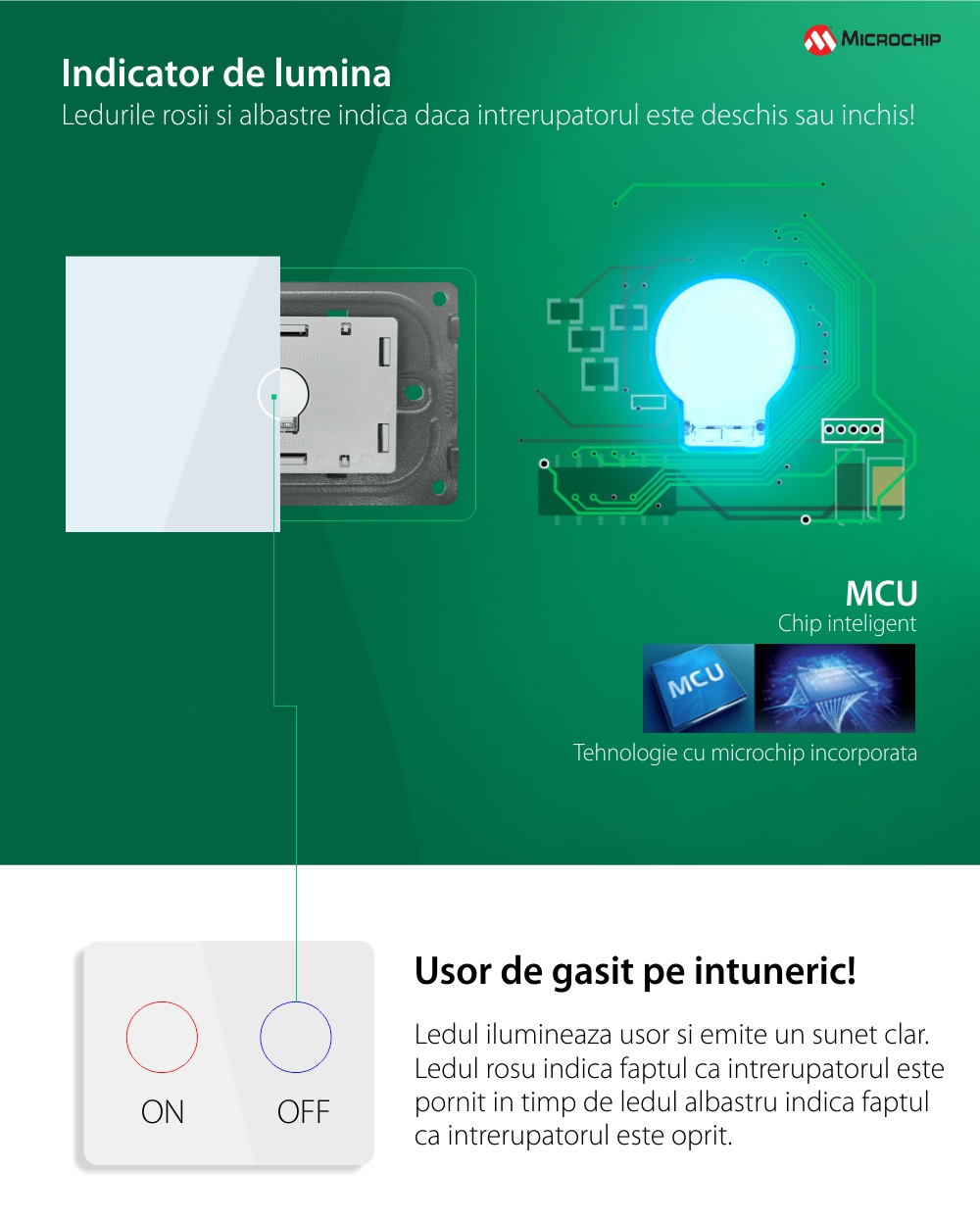 Modul intrerupator simplu cap scara / cruce cu touch Livolo, standard Italian