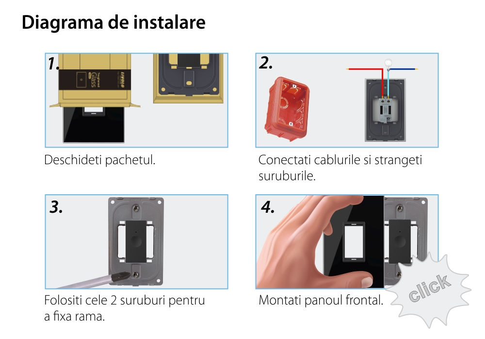 Modul intrerupator simplu cu touch Livolo 1M standard Italian, Serie noua