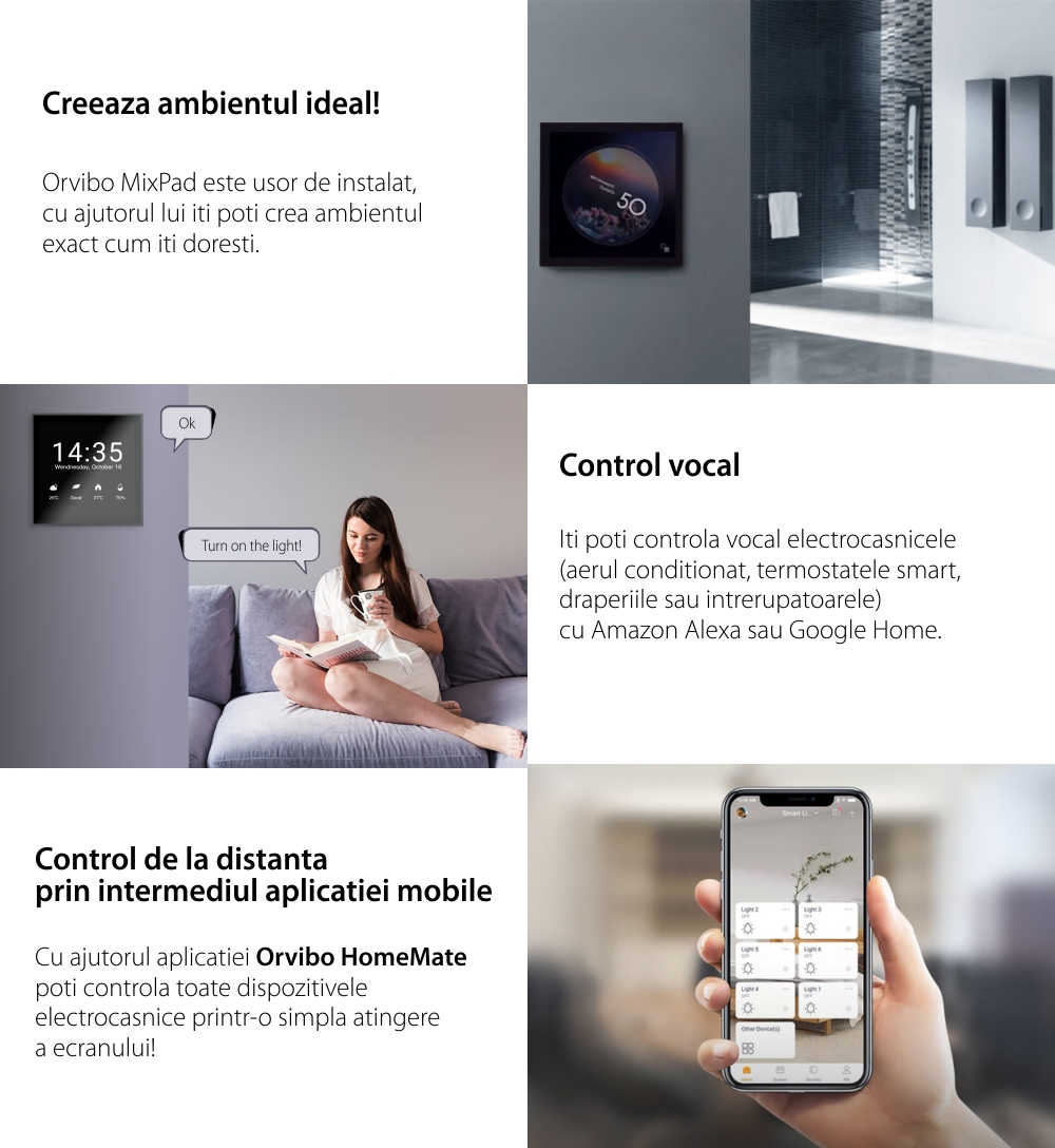 Panou multifunctional inteligent Orvibo MixPad Mini, Wi-Fi, Display 4″, Control vocal / aplicatie
