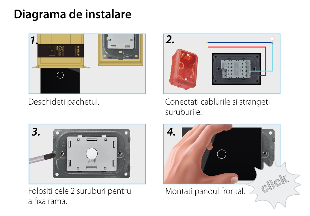 Modul intrerupator simplu cu touch Livolo standard Italian