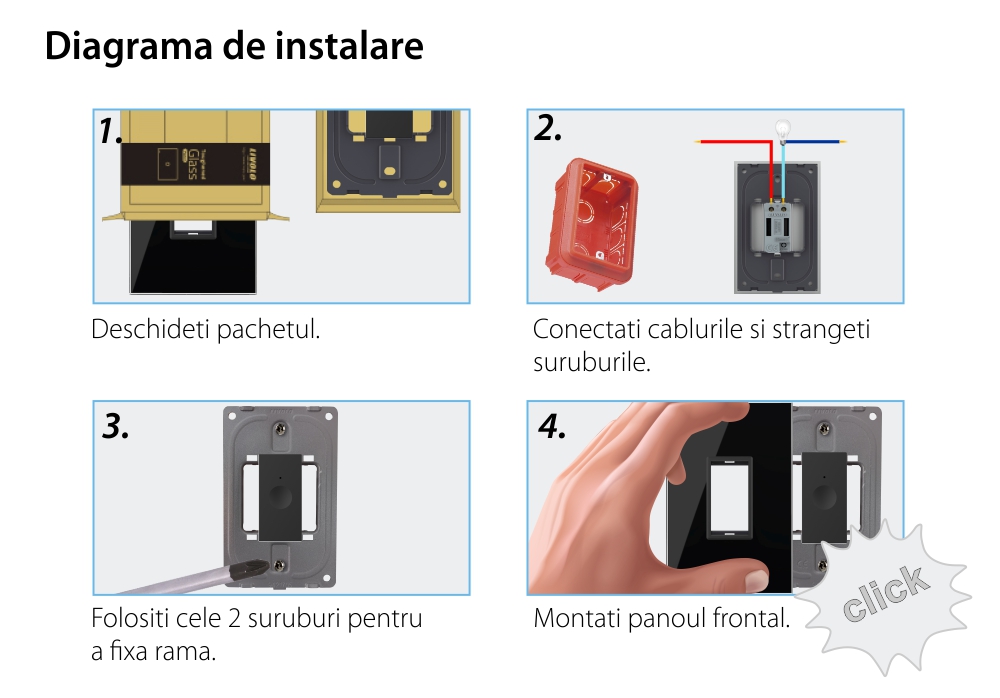 Modul intrerupator simplu cu touch Livolo 1M, protocol ZigBee, standard Italian, Serie noua