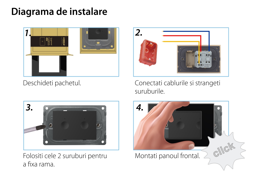 Priza dubla Livolo cu rama din sticla 4M, standard Italian, Serie noua