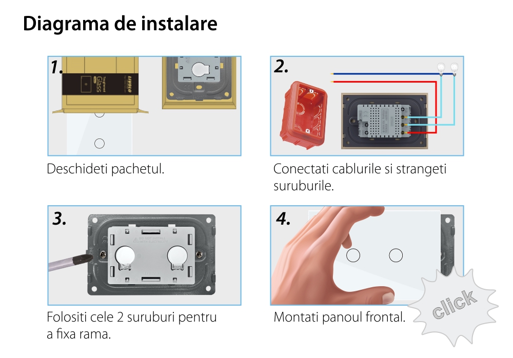 Modul intrerupator dublu cu touch Livolo, protocol ZigBee, standard Italian