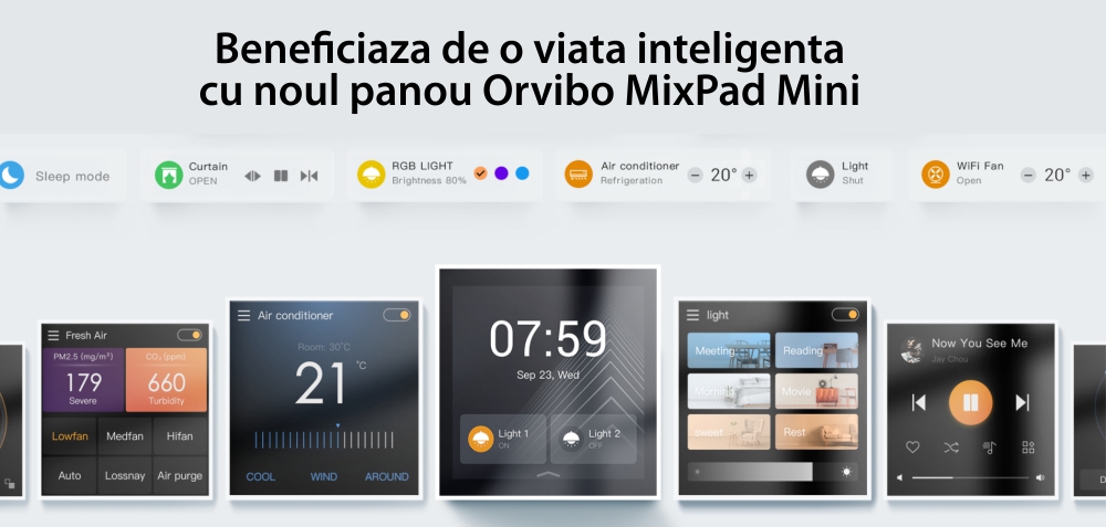 Panou multifunctional inteligent Orvibo MixPad Mini, Wi-Fi, Display 4″, Control vocal / aplicatie