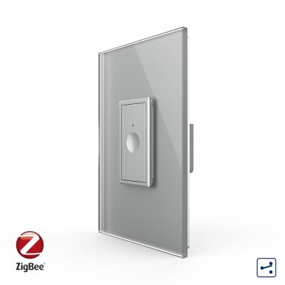 Intrerupator Simplu Cap Scara / Cruce cu Touch Livolo cu Rama Din Sticla 1M, Zigbee – Serie Noua culoare gri