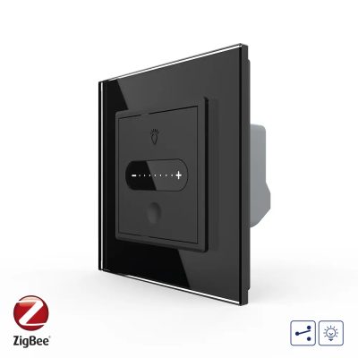 Intrerupator Simplu Cap Scara / Cruce cu Variator Livolo cu Rama din Sticla, ZigBee – Serie Noua culoare neagra