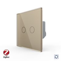 Intrerupator Dublu cu Reset si Contact Uscat Livolo cu Rama din Sticla, ZigBee – Serie Noua