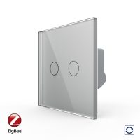 Intrerupator Dublu cu Reset si Contact Uscat Livolo cu Rama din Sticla, ZigBee – Serie Noua