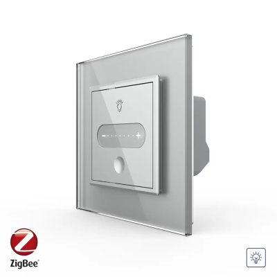 Intrerupator Simplu cu Variator Livolo cu Rama din Sticla, ZigBee – Serie Noua culoare gri