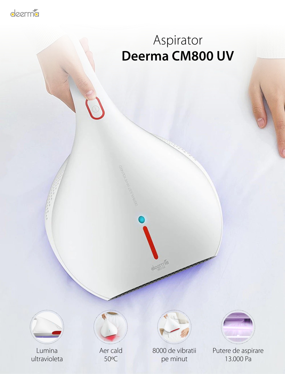 Aspirator Deerma CM800, Putere 450 W, Capacitate 2L, Filtru HEPA