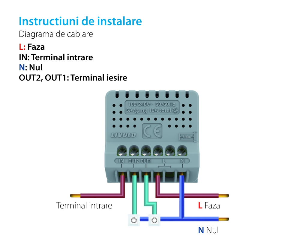 Intrerupator Dublu cu Reset si Contact Uscat Livolo cu Rama din Sticla, ZigBee – Serie Noua