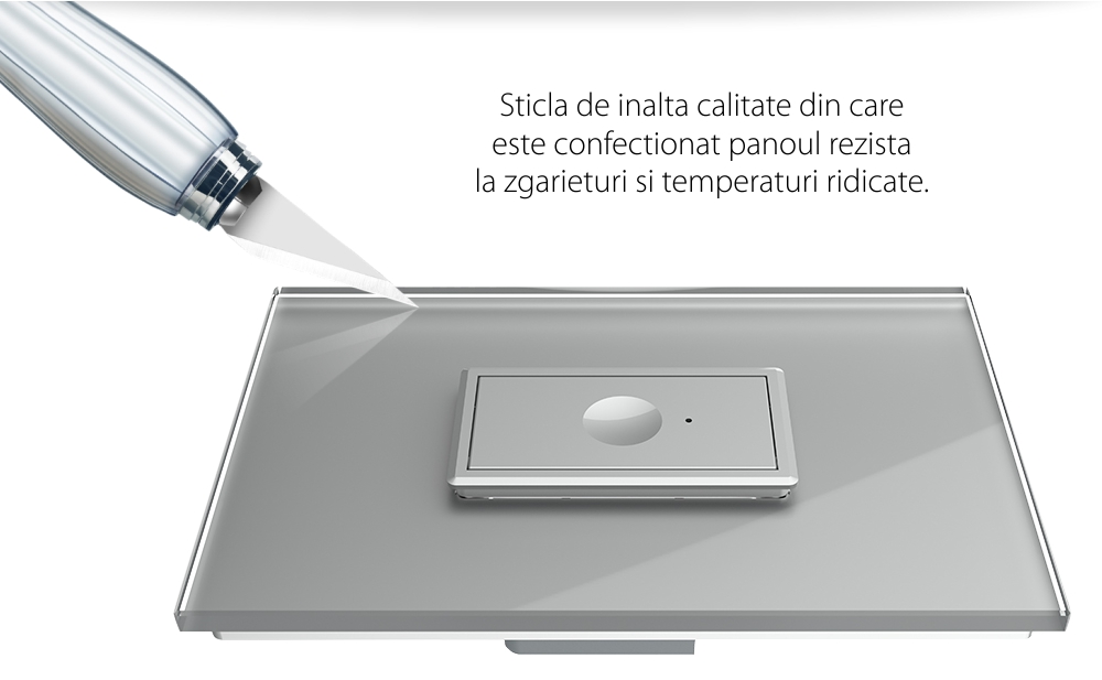 Intrerupator Simplu cu Touch Livolo cu Rama Din Sticla 1M, Zigbee – Serie Noua