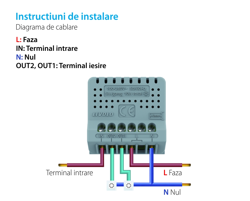 Modul Intrerupator Simplu cu Reset si Contact Uscat Livolo, ZigBee – Serie Noua