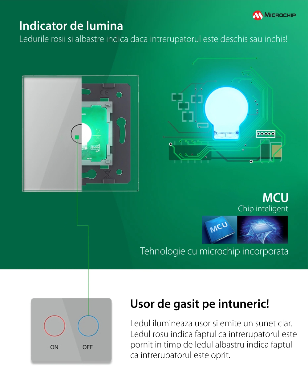 Modul Intrerupator Simplu Cap Scara / Cruce cu Touch LIVOLO – Serie Noua