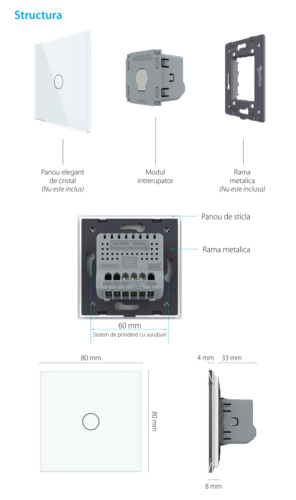 Modul Intrerupator Simplu cu Touch LIVOLO – Serie Noua