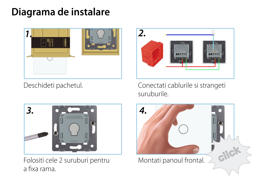 Intrerupator Simplu Cap Scara / Cruce LIVOLO cu Touch – Serie Noua