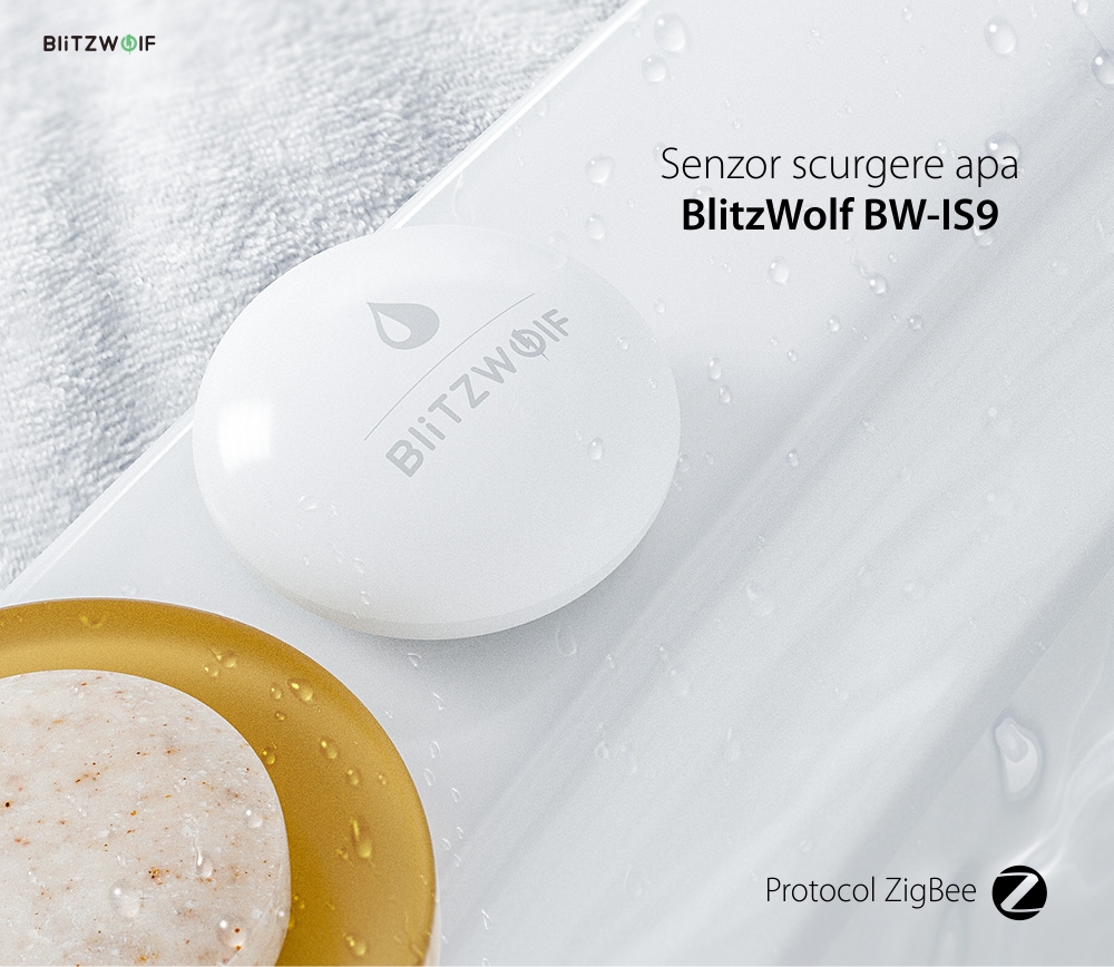 Senzor scurgere apa BlitzWolf BW-IS9, Control aplicatie, ZigBee, Notificari